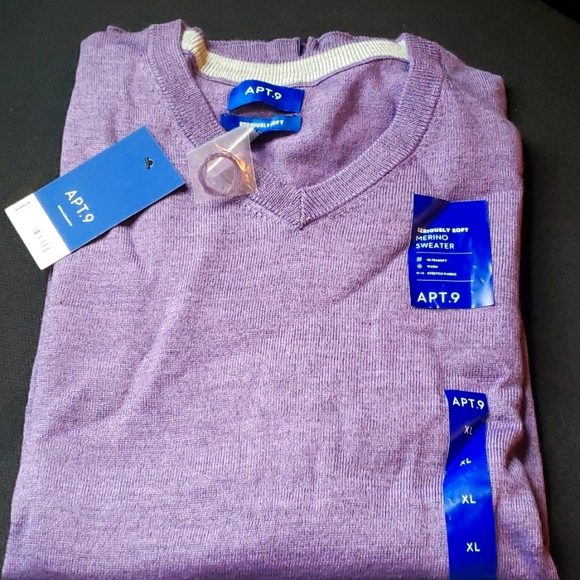 Apt. 9 Other - NWT Purple lavender V-Neck Sweater XL Supersoft  Merino  Wool Sweater